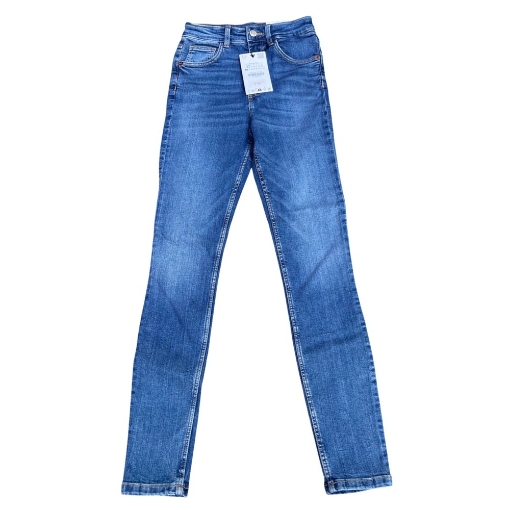 Zara Jeans Womens Size 0 Blue High Rise Ankle Length Skinny Denim Pants NWT